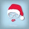 Girl Santa with red lips.