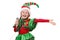 Girl - Santa\'s elf with a microphone.