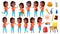 Girl Schoolgirl Kid Poses Set Vector. Black. Afro American. High School Child. Children Study. Smile, Activity