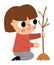 Girl seeding plant icon. Cute eco friendly kid