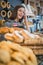 Girl selling bakery products in Greece