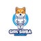 Girl Shiba Astronaut Creative Cartoon Mascot Logo