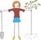 The girl with a shovel are planting the tree. Earth day, spring, fall, gardening, protection of nature