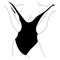 Girl shows a black sports swimsuit. Minimalism style. The design is suitable for use with decor, paintings, fashion shows, sports
