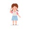 Girl shows hello deaf sign language international symbol, vector gesture for deafness children social conversation