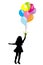 Girl silhouette with colorful balloons