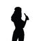 Girl silhouette hold beer bottle