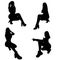 Girl silhouette posing, four woman figure