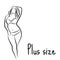 Girl silhouette sketch plus size model. Curvy woman symbol. Vector illustration