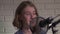 Girl singer singing song front microphone. A closeup video Young girl musician blogger
