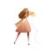 Girl singing with microphone. Singer in a dress. Vector illustration.