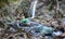 Girl sitting by the millomeri waterfalls in the troodos mountains