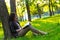 Girl sitting park read book