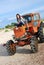 Girl sitting on the tractor