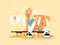 Girl skateboarding design flat