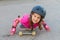 Girl skateboarding on natural background