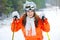 Girl in skier in bright clothes