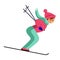 Girl skier. Young woman skiing
