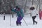 Girl skiing in Menedez Pelayo avenue, Madrid