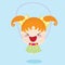 girl skipping. Vector illustration decorative design