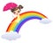 Girl sliding rainbow