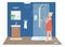 Girl in smart bathroom flat color vector faceless character