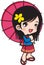 Girl smiling with umbrella