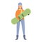 Girl snowboarding icon cartoon vector. Sport school