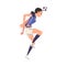 Girl Soccer Player Character, Young Woman in Sports Uniform Playing Football, Female Athlete Heading the Ball Vector