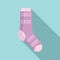 Girl sock icon flat vector. Cute pair line