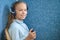 Girl in special headphones checking hearing