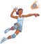 Girl Spiking Flaming Volleyball Vector Cartoon Illustration