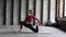 Girl with sportswear practices yoga. Pilates and stretching instructor