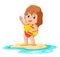 The girl is standing on the beach water and posing cutely