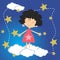 Girl with stars and cloud