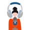 Girl streams podcast. Modern podcast show or audio blog concept, brodcast flat illustration, vector woman, microphone, headphones