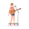 Girl Street Musician Playing Acoustic Guitar, Live Performance Concept Cartoon Style Vector Illustration
