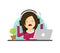 Girl in stress while working on laptop vector illustration, flat cartoon stressed woman sitting on work table and