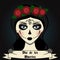 Girl with sugar skull calavera make up. Mexican day of dead vector illustration