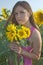 Girl and sunflowers