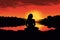 Girl in Sunset Meditation Silhouette Royalty Illustration (AI Generated