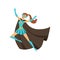 Girl superhero in classic comics costume with cape