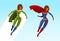 Girl superhero or Superwoman in flight. Cartoon vector illustration
