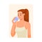 Girl Support Immunity Drinking Clean and Pure Water Everyday Vector Illustration