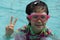 Girl swim smile goggle youth lifestyle asian enjoy swimwear