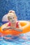 Girl with swimming circle in pool
