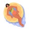 Girl swimming in inner tube or swim ring in pool, sea or ocean. Summer theme illustration with resting in water smiling woman