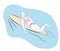 The girl swims on a surfboard in the sea. leisure. vector illustration.