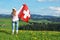 Girl with the Swiss flag