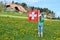 Girl with the Swiss flag